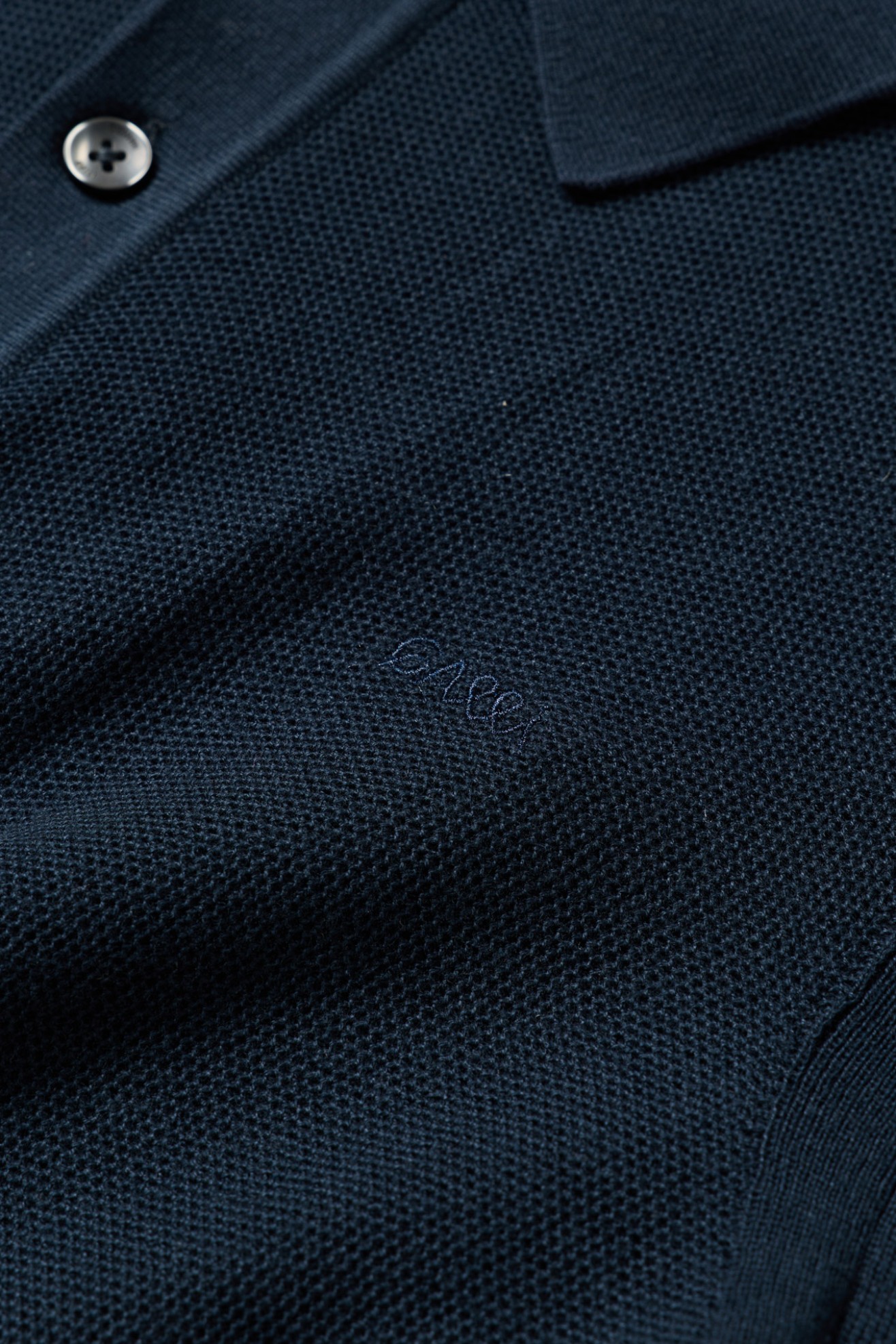 Polo de malha tricotada azul-marinho