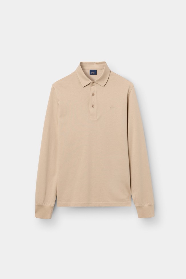 Polo de manga comprida regular fit bege Polo de manga comprida regular fit bege