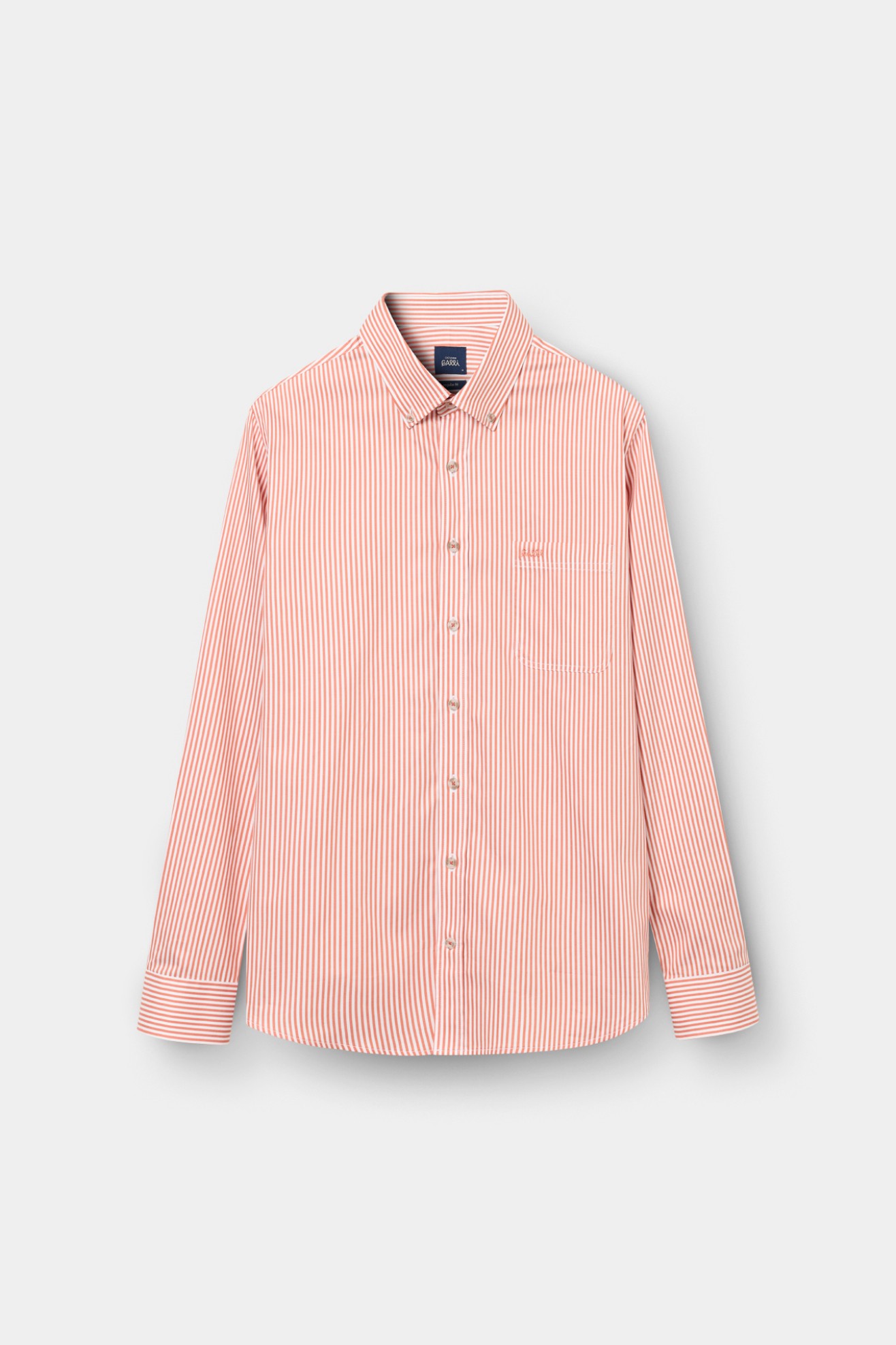 Camisa de algodón de corte regular a rayas naranjas