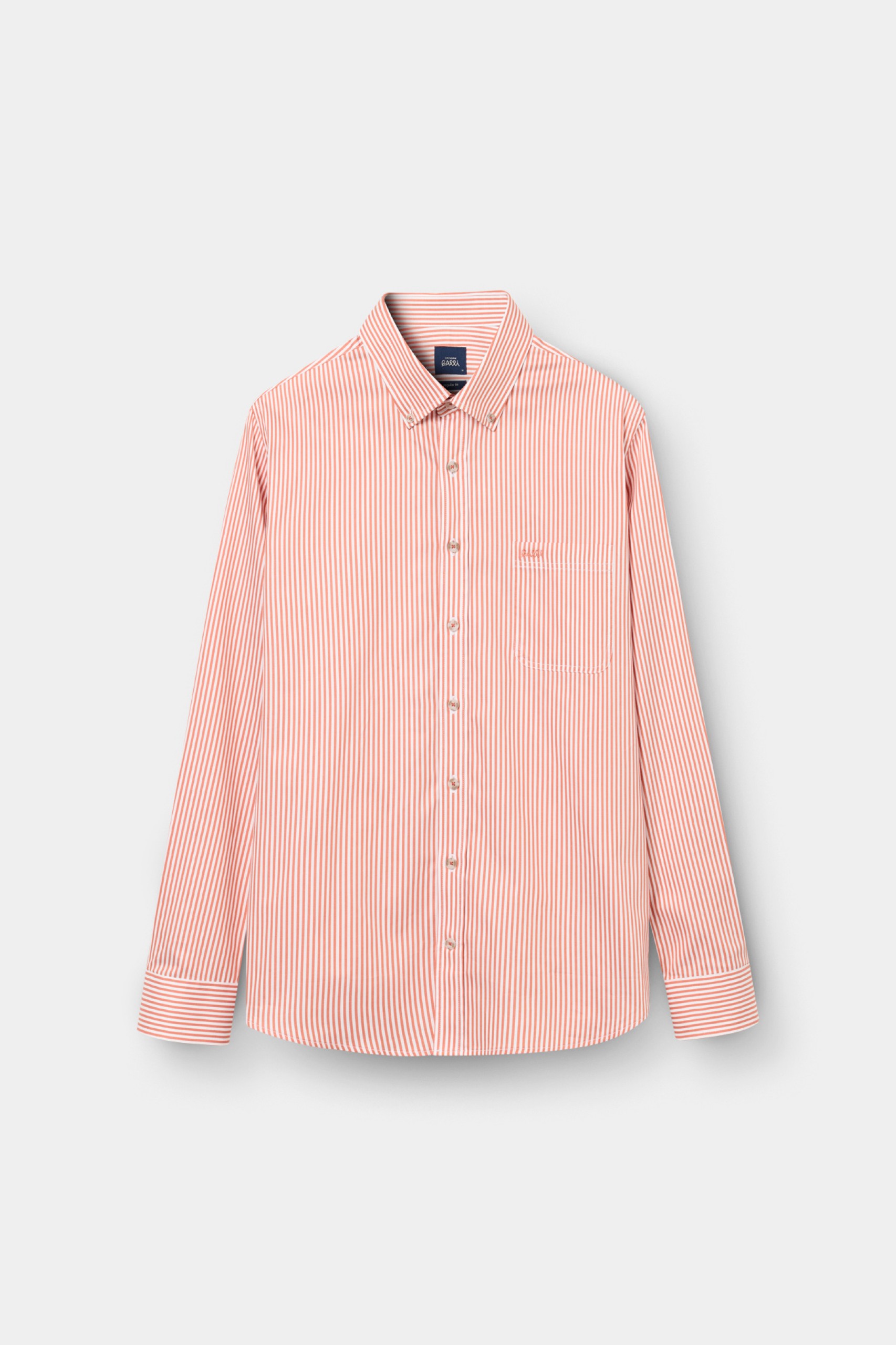 Camisa de algodón de corte regular a rayas naranjas