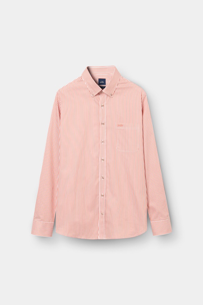 Camisa de algodón de corte regular a rayas naranjas Camisa de algodón de corte regular a rayas naranjas