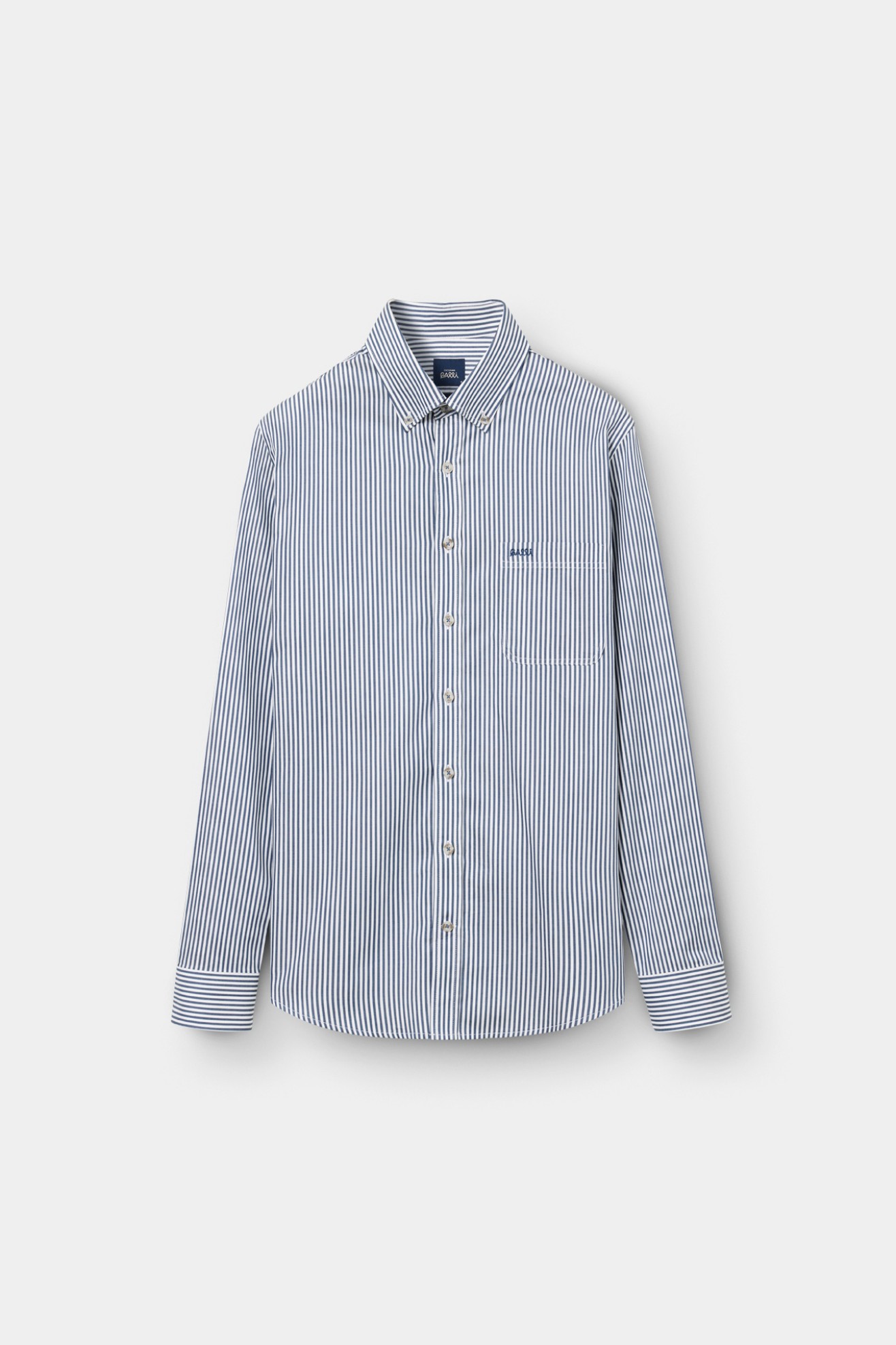 Camisa �s riscas regular fit em algod�o azul