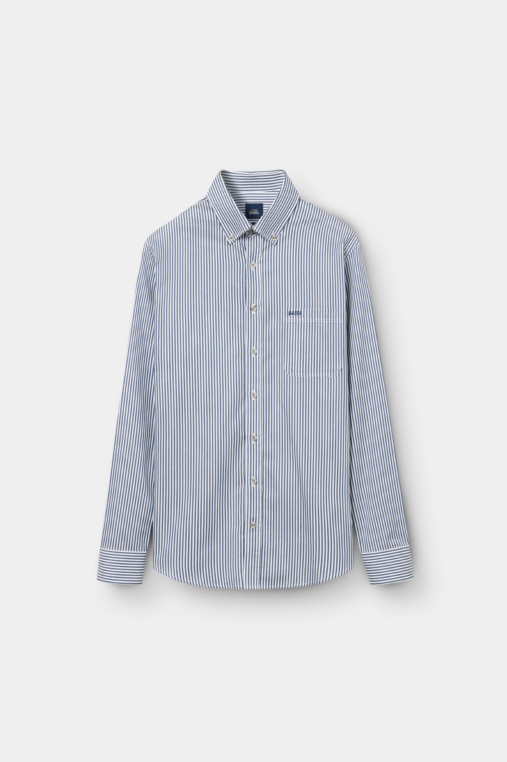 Camisa de corte regular a rayas en algodón azul.