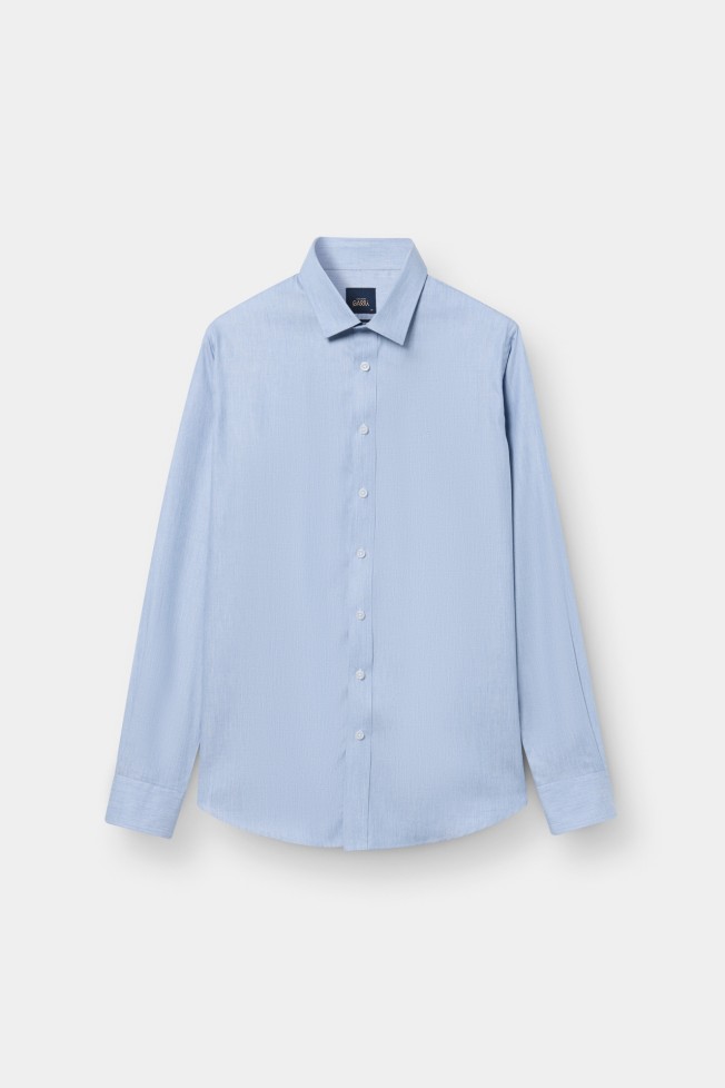 Camisa slim fit em algod�o e liocel