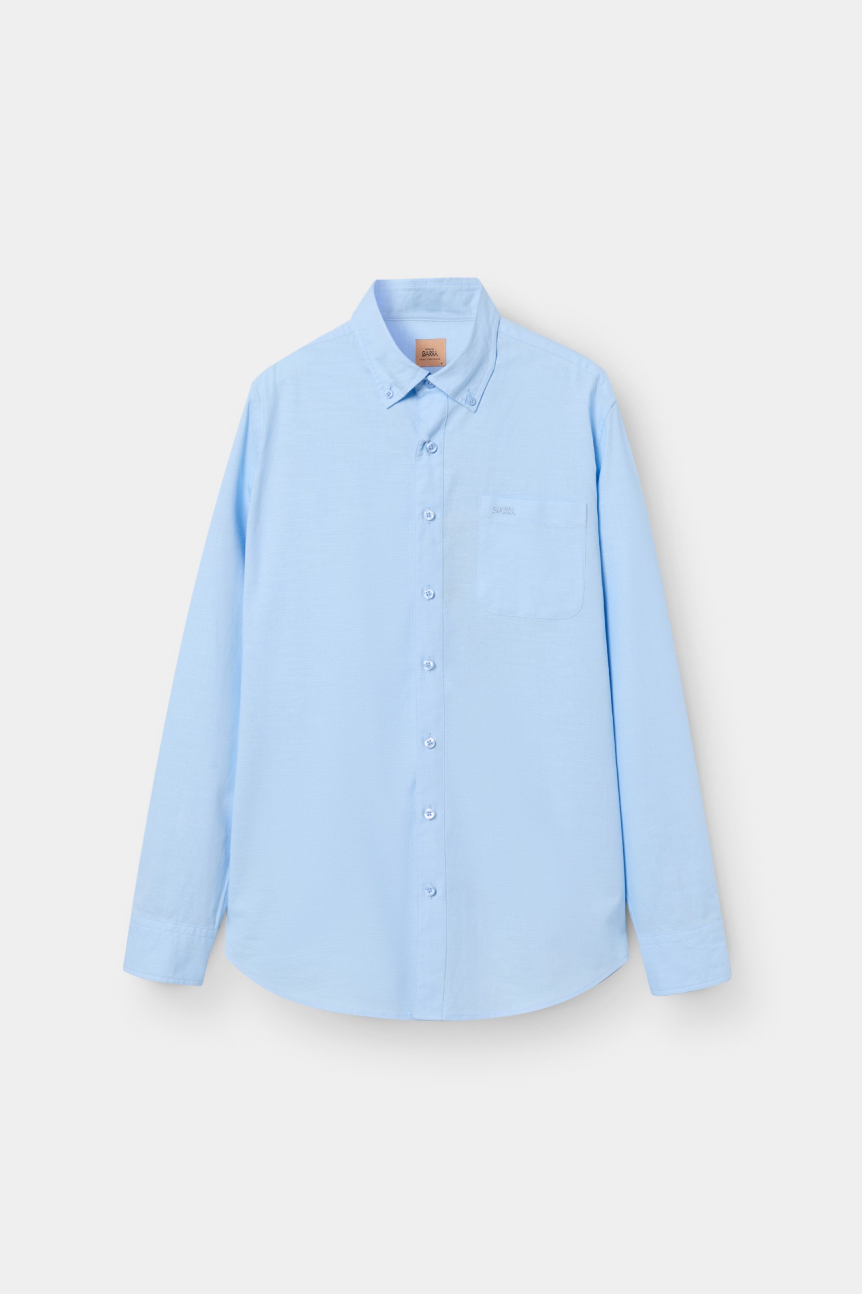 Camisa de corte regular en lino y algodón