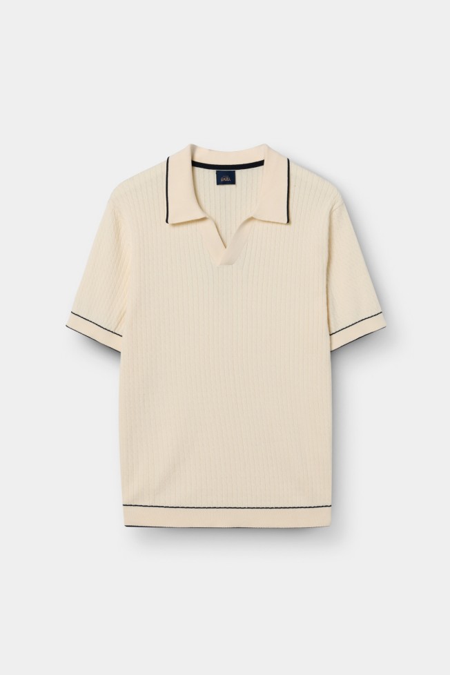 Polo de malha tricotada em algod�o