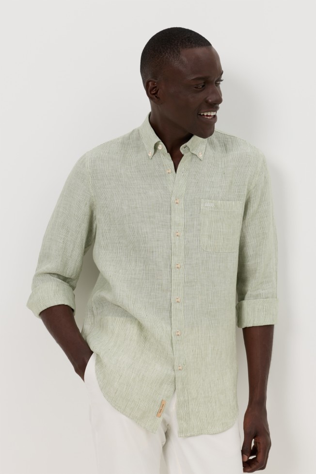 Camisa regular fit em linho