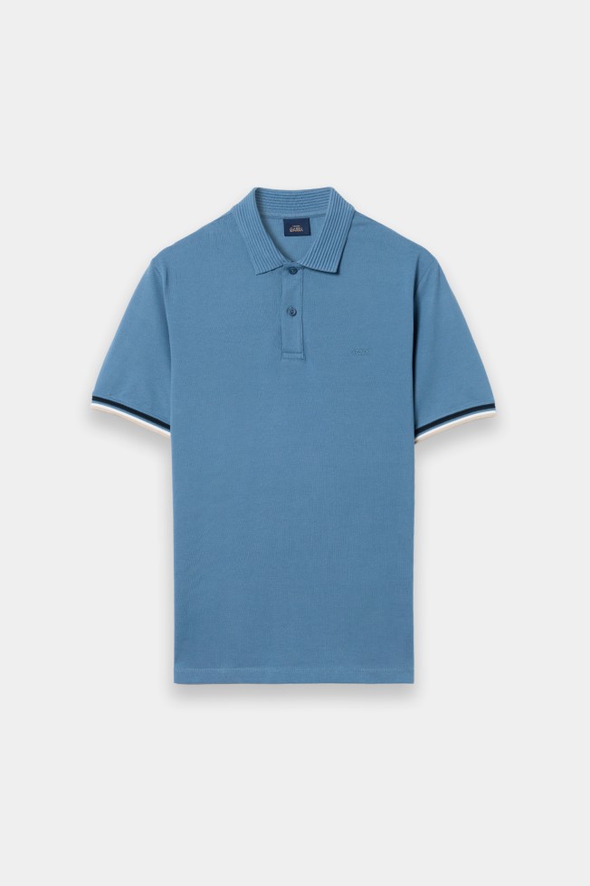 Polo de manga curta azul