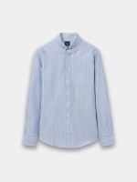 Camisa azul �s riscas regular fit