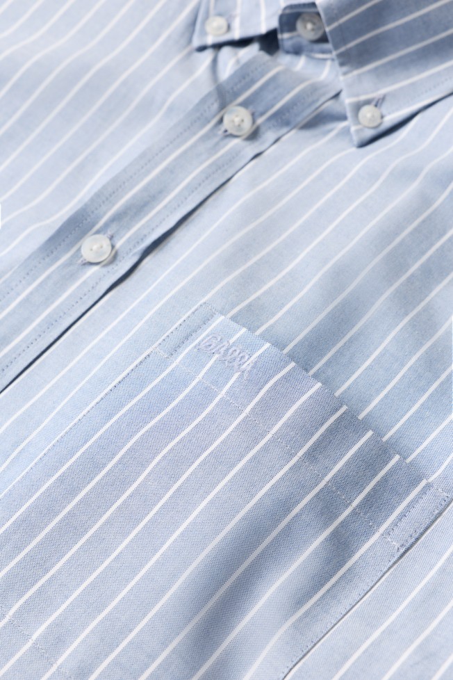Camisa azul �s riscas regular fit
