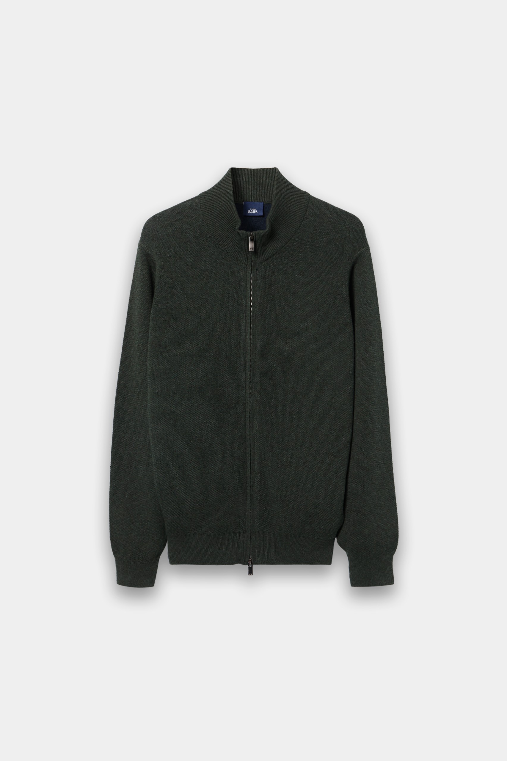 Chaqueta de punto verde hecha de algodón y lana
