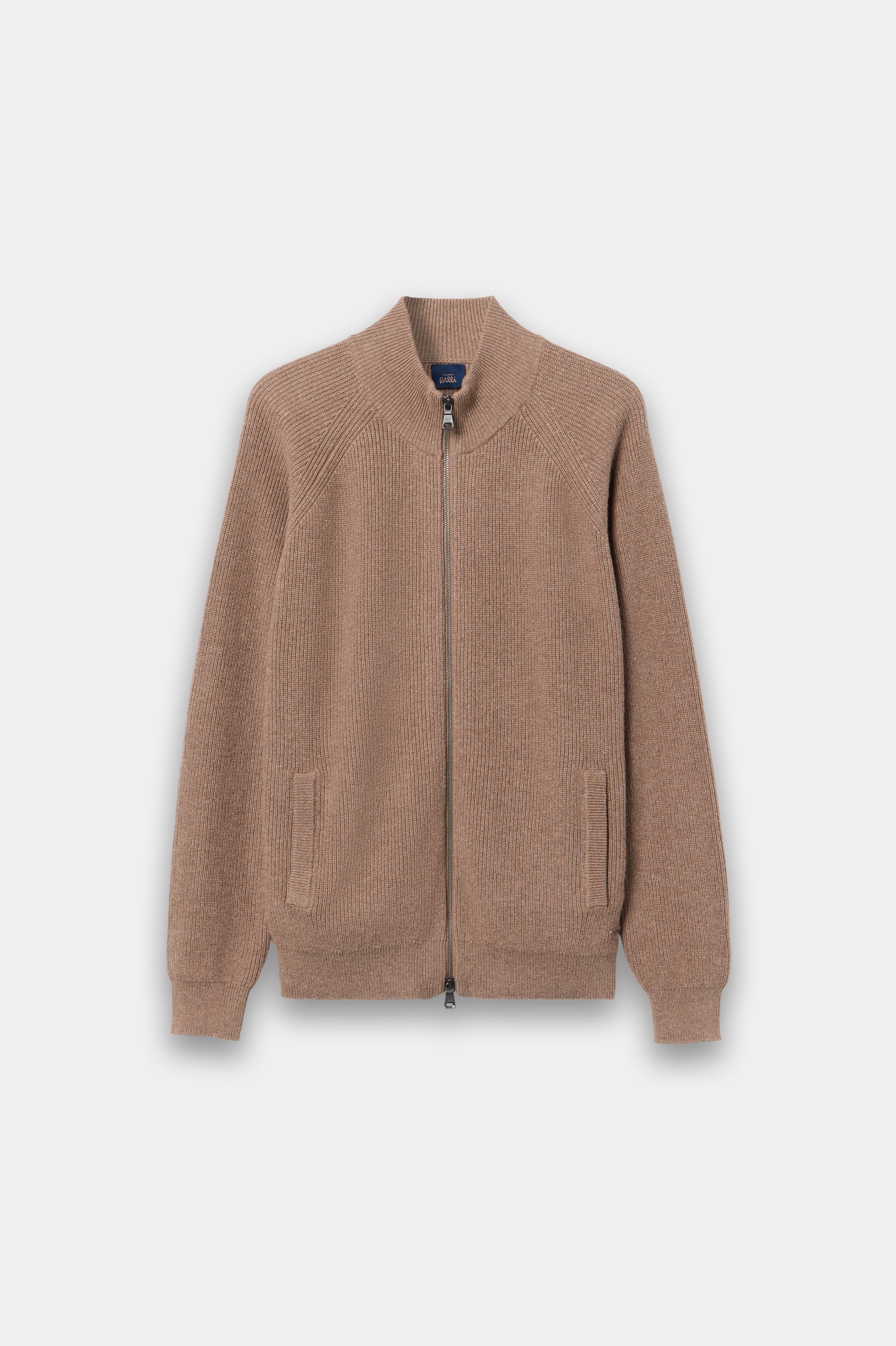 Chaqueta de punto marrón con lana
