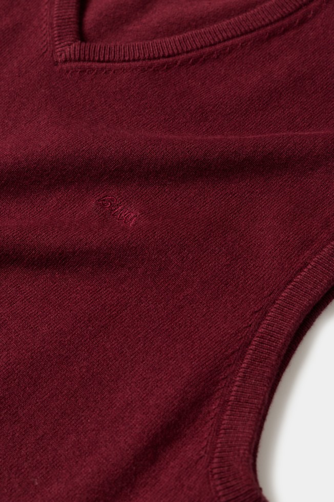 Colete com algodão e caxemira vermelho Colete com algodão e caxemira vermelho