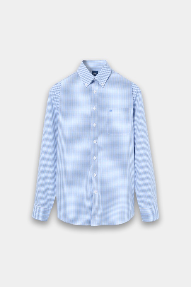 Camisa popeline regular fit em azul