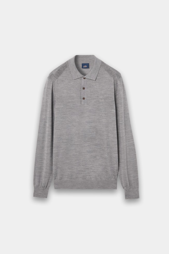 Polo cinzento de malha com lã merino Polo cinzento de malha com lã merino