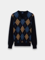 Camisola azul-marinho tricotada com l�