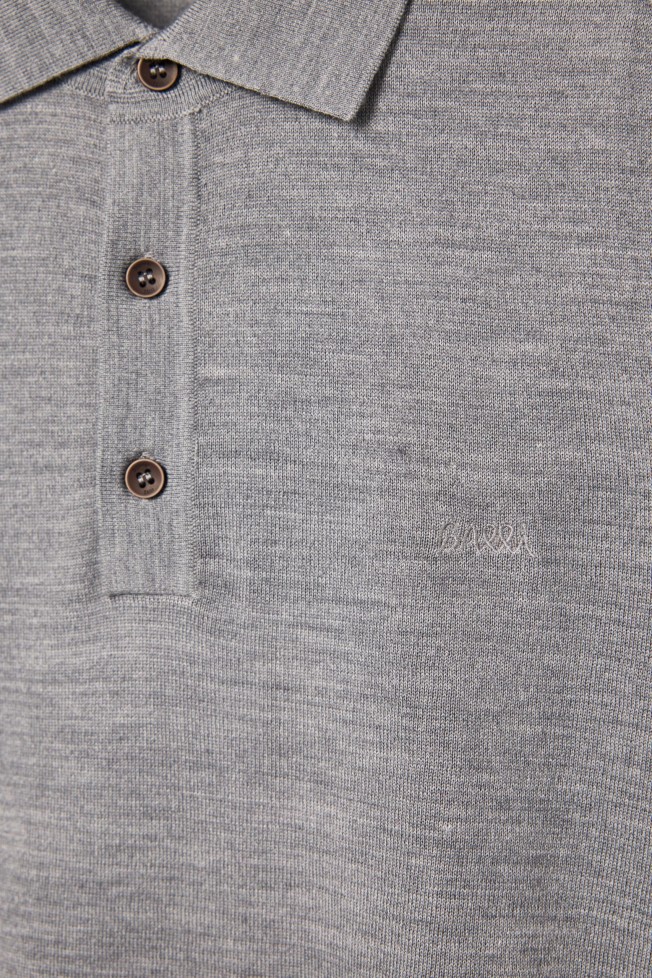Polo cinzento de malha com lã merino Polo cinzento de malha com lã merino