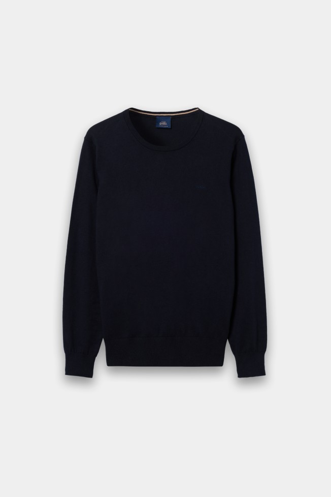 Camisola azul-marinho com algodão e caxemira Camisola azul-marinho com algodão e caxemira