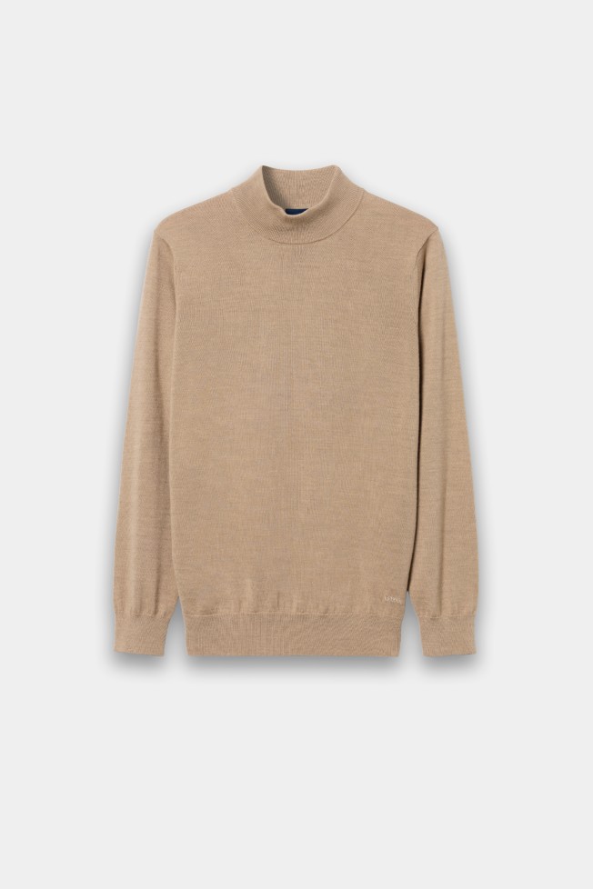 Jersey de cuello alto color beige