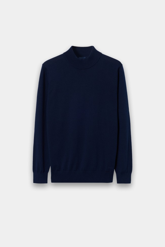Camisola de gola alta azul-marinho Camisola de gola alta azul-marinho