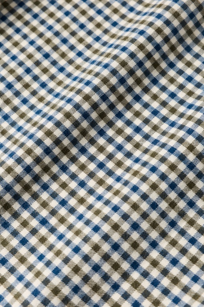 Camisa xadrez caqui 100% algod�o