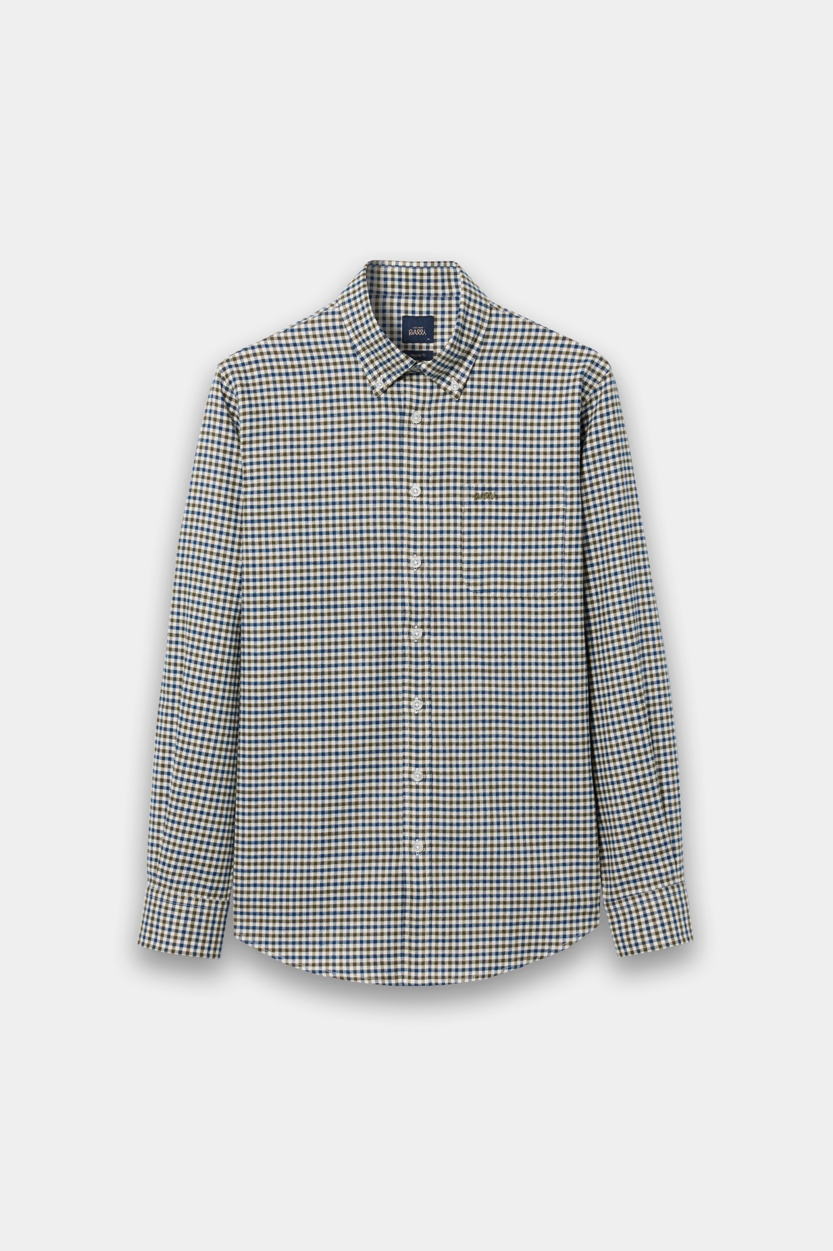 Camisa caqui a cuadros 100% algodón