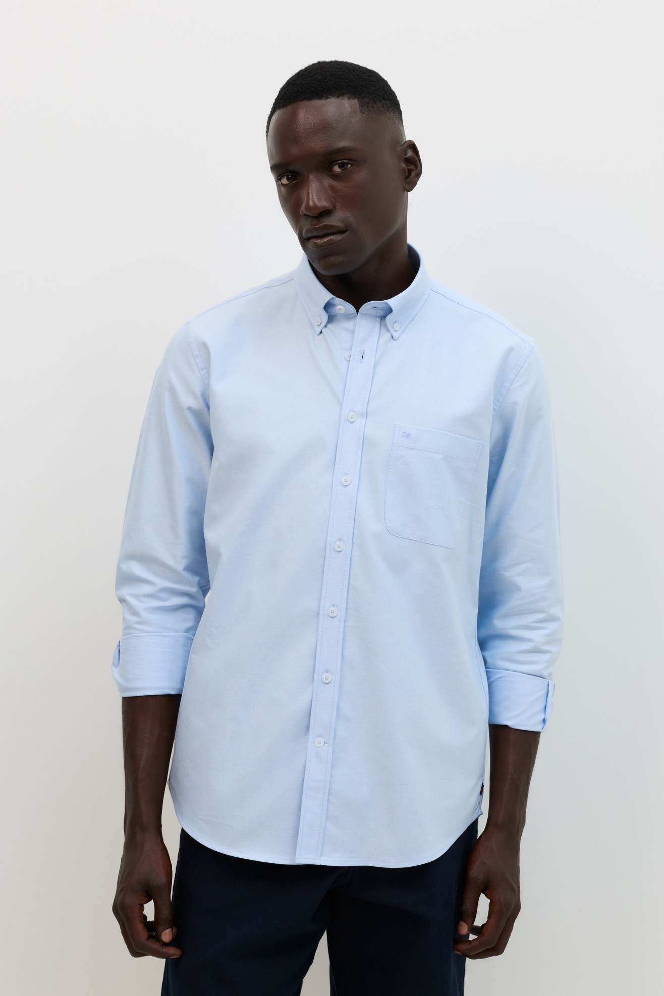 Camisa oxford regular fit em azul