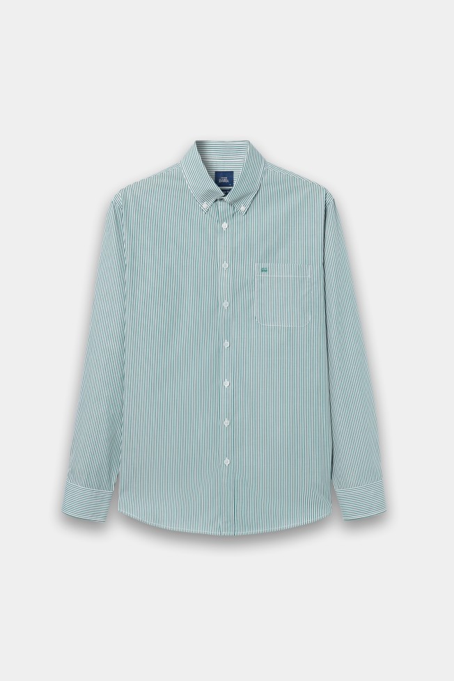 Camisa às riscas verde 100% algodão Camisa às riscas verde 100% algodão