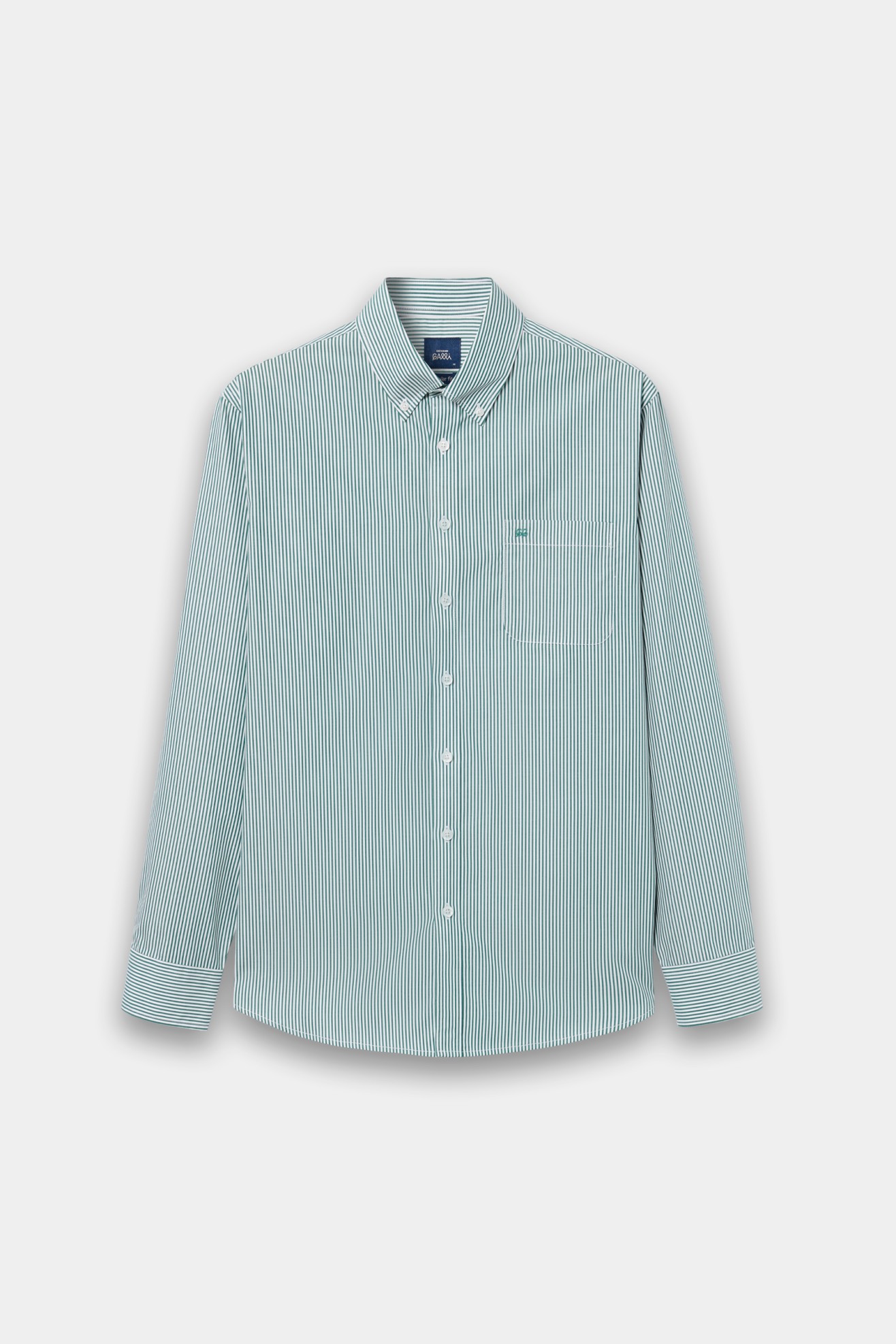 Camisa �s riscas verde 100% algod�o