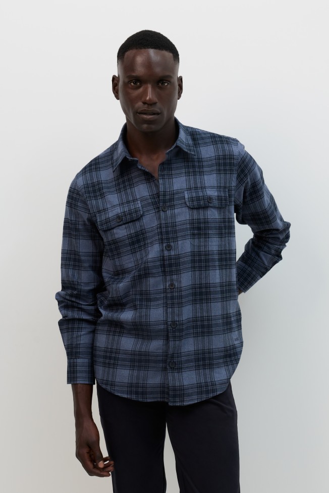 Overshirt xadrez azul regular fit Overshirt xadrez azul regular fit