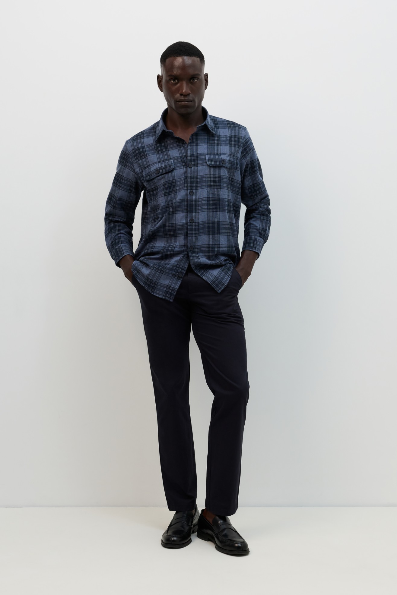 Overshirt xadrez azul regular fit