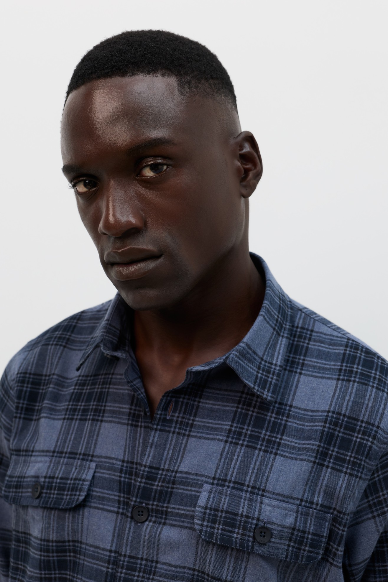 Overshirt xadrez azul regular fit