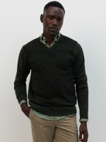 Camisola com gola em V verde