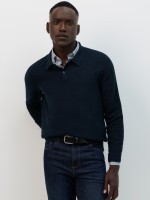 Polo de malha tricotada azul-marinho
