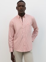 Camisa de algod�n de corte regular a rayas naranjas