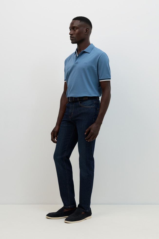Polo de manga curta azul