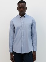 Camisa azul de manga comprida