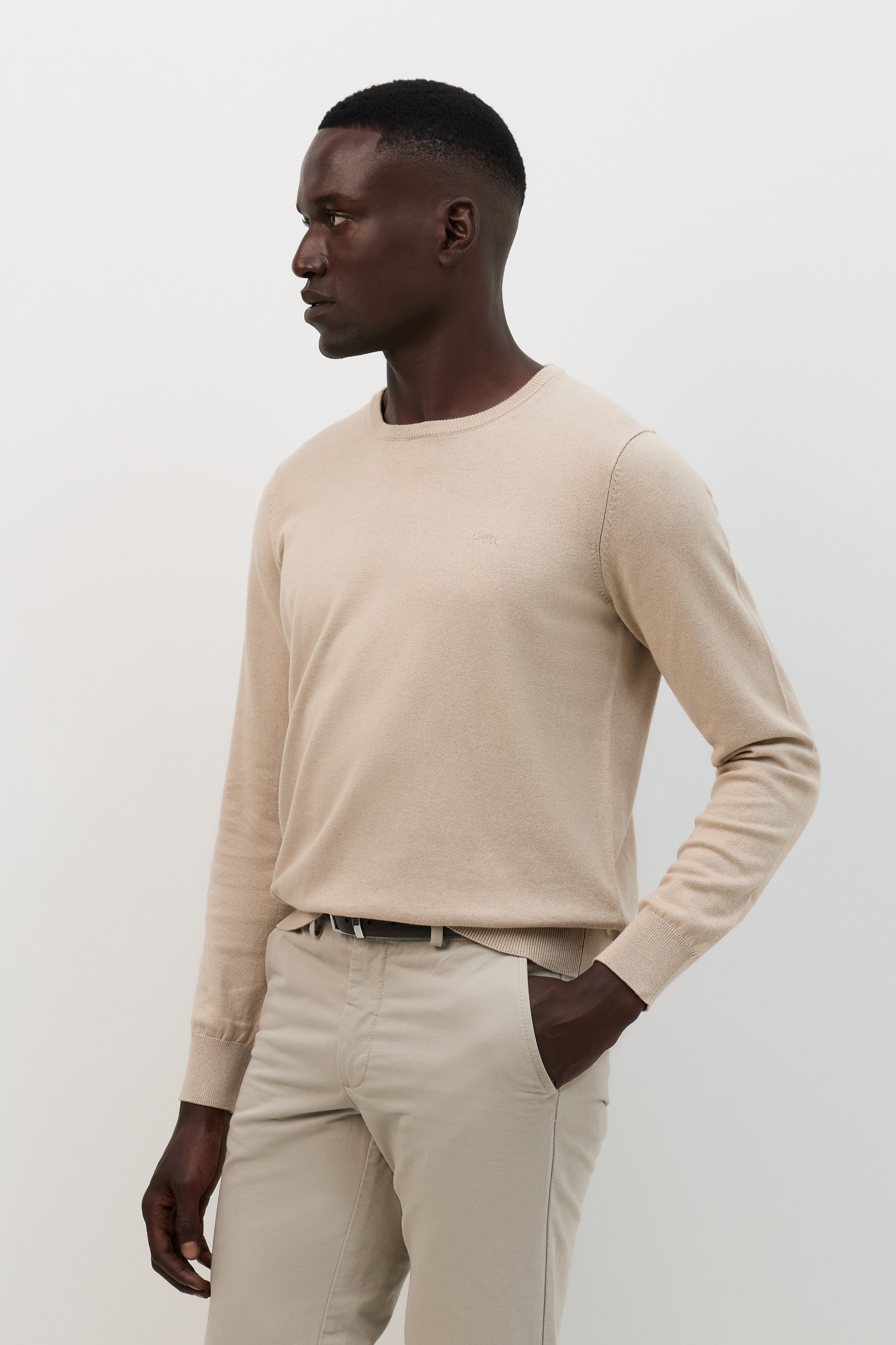 Jersey beige de cuello redondo