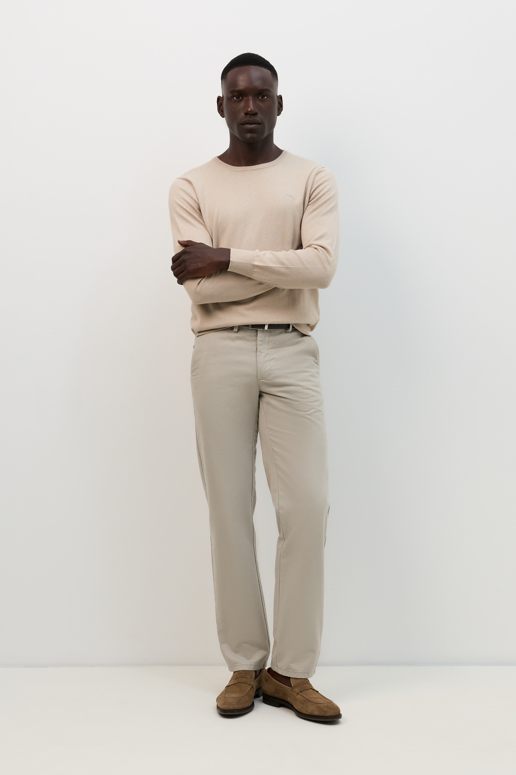 Jersey beige de cuello redondo