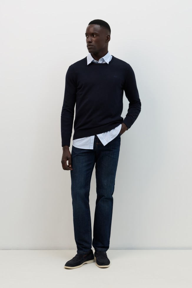 Camisola azul-marinho com algodão e caxemira Camisola azul-marinho com algodão e caxemira
