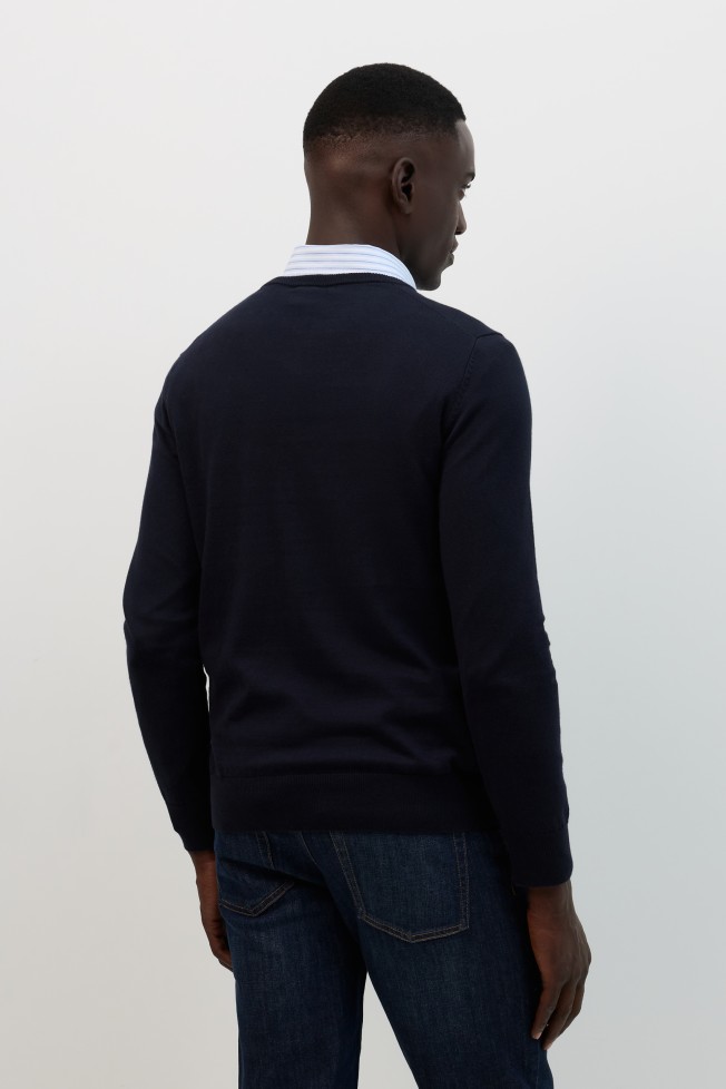 Camisola azul-marinho com algodão e caxemira Camisola azul-marinho com algodão e caxemira