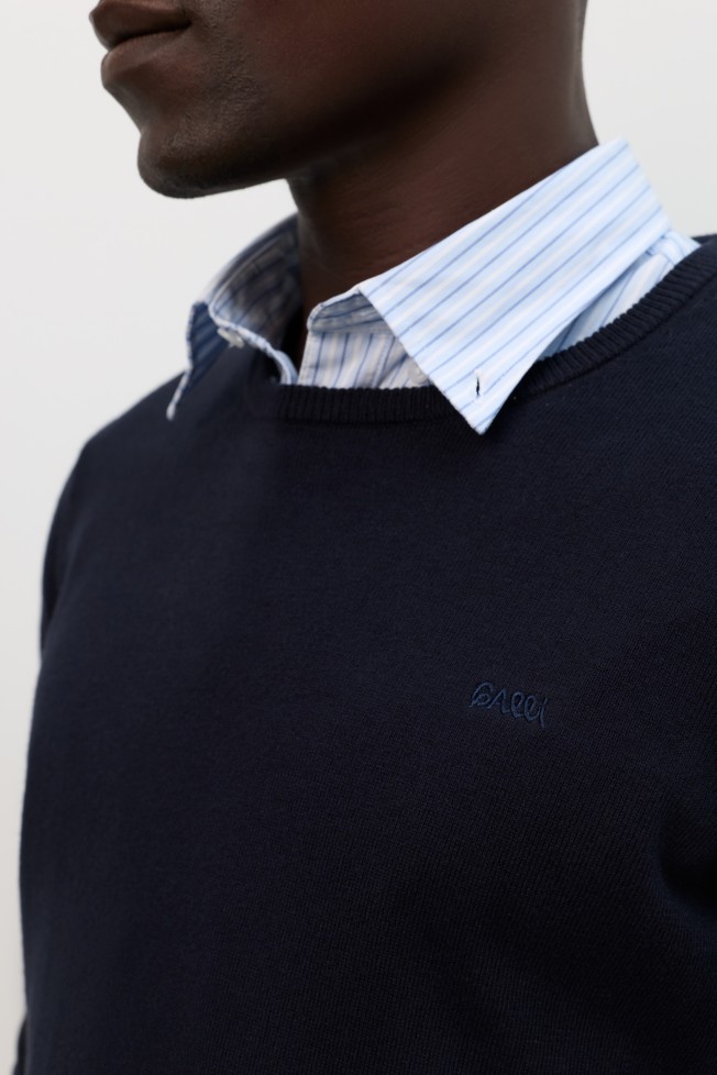 Camisola azul-marinho com algodão e caxemira Camisola azul-marinho com algodão e caxemira