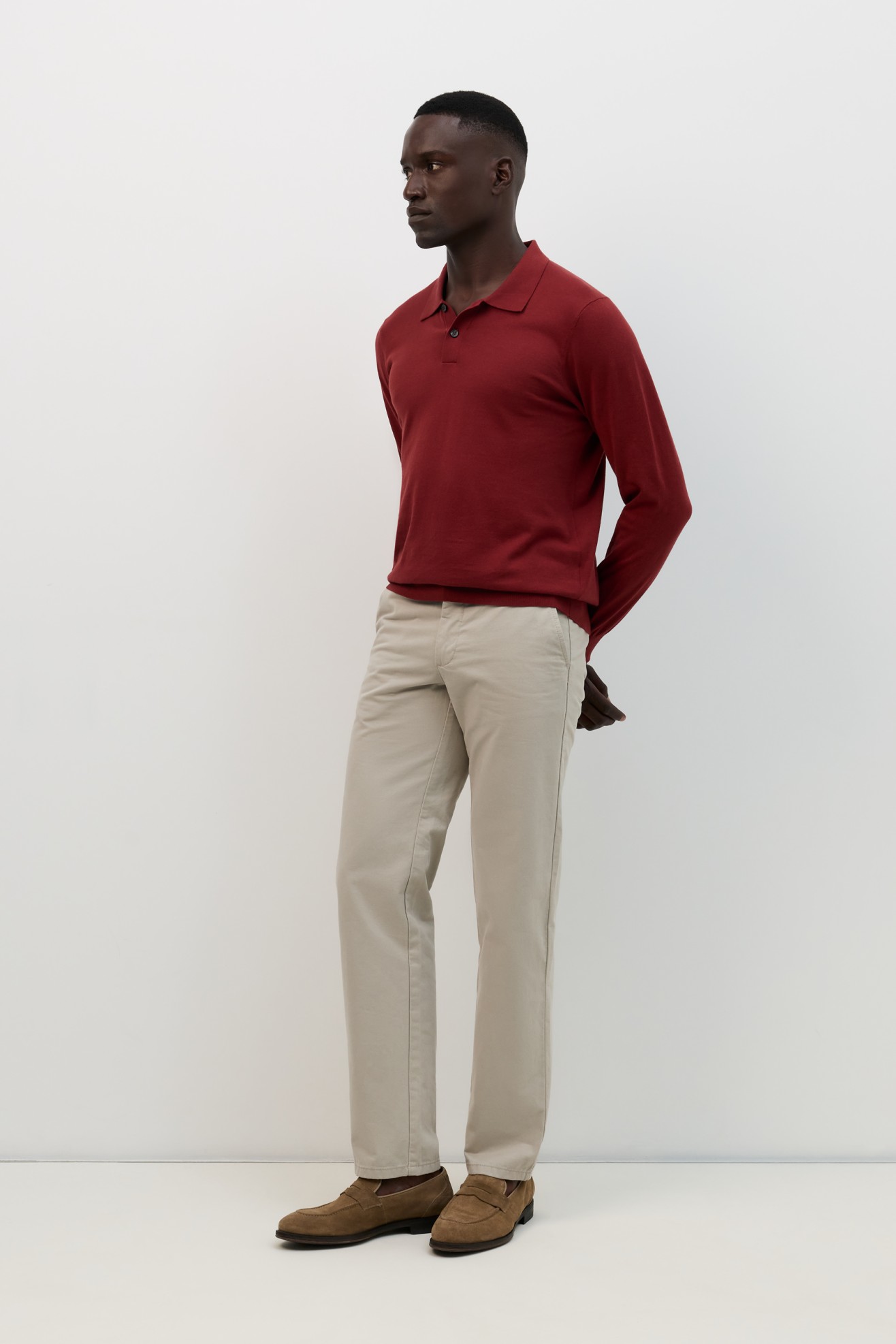 Polo de manga comprida vinho