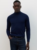 Camisola de gola alta azul-marinho