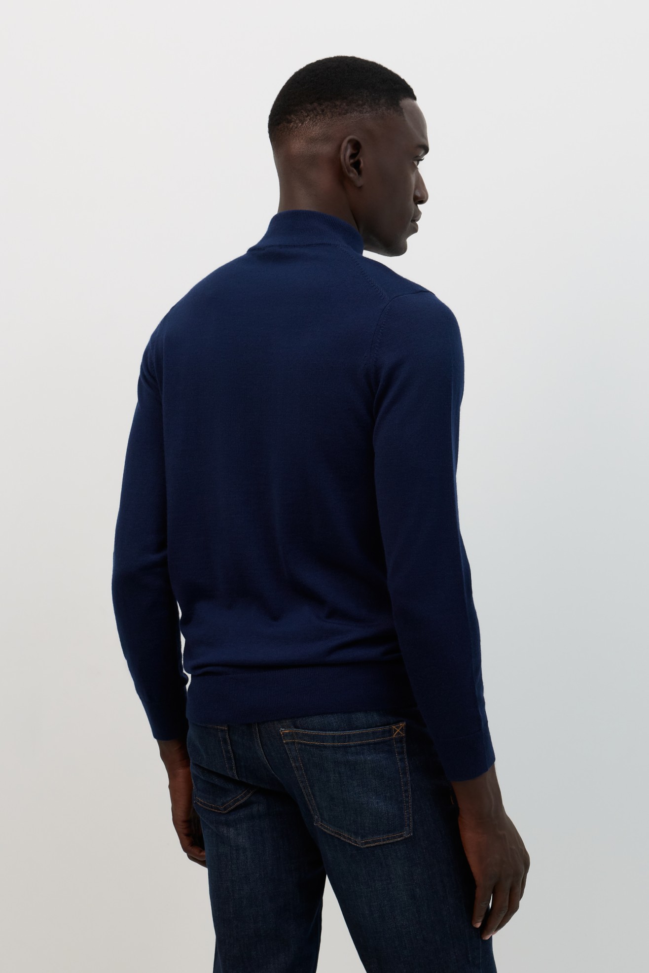 Camisola de gola alta azul-marinho