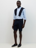 Pantalones cortos con lino azul marino