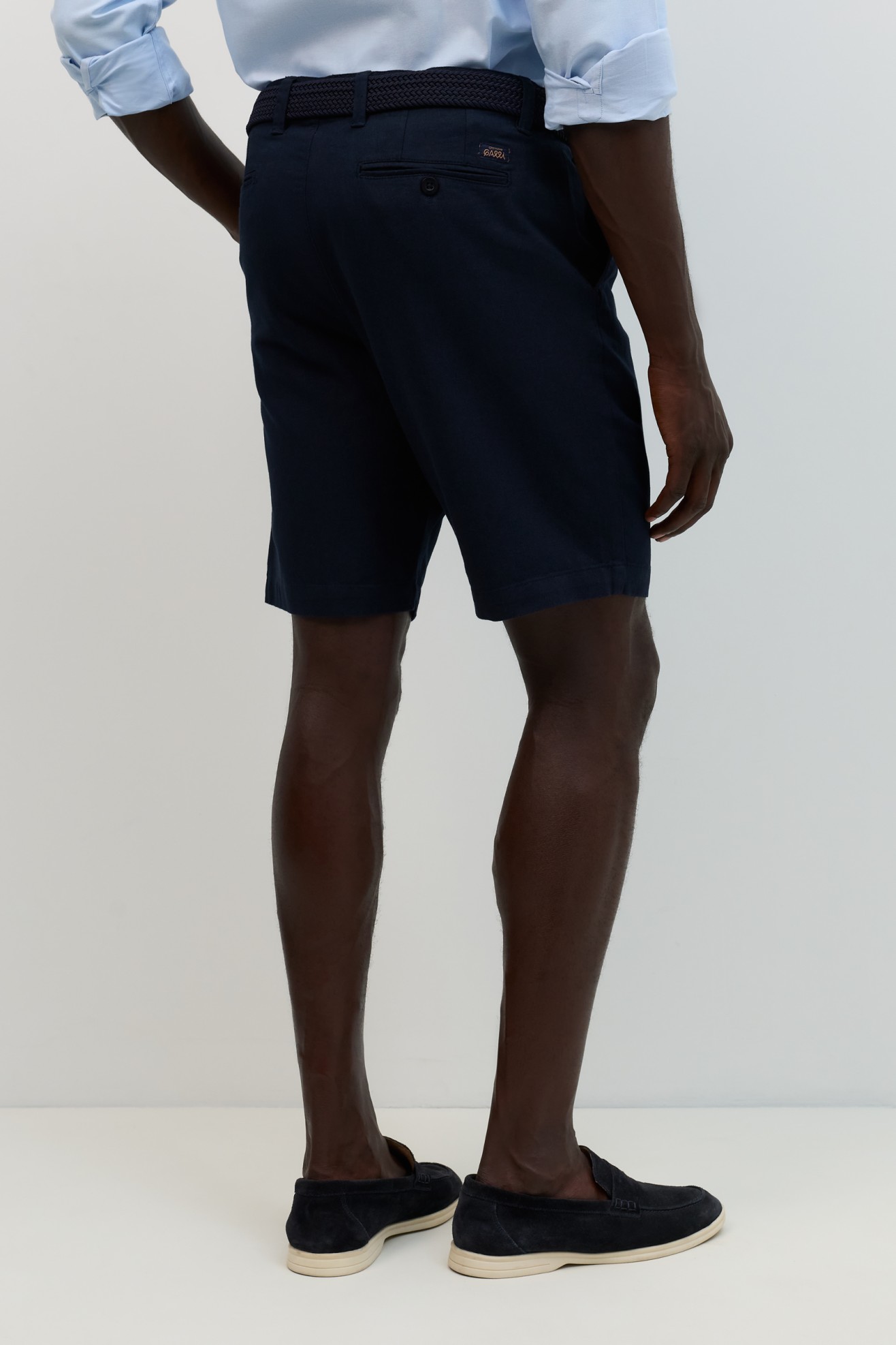 Pantalones cortos con lino azul marino