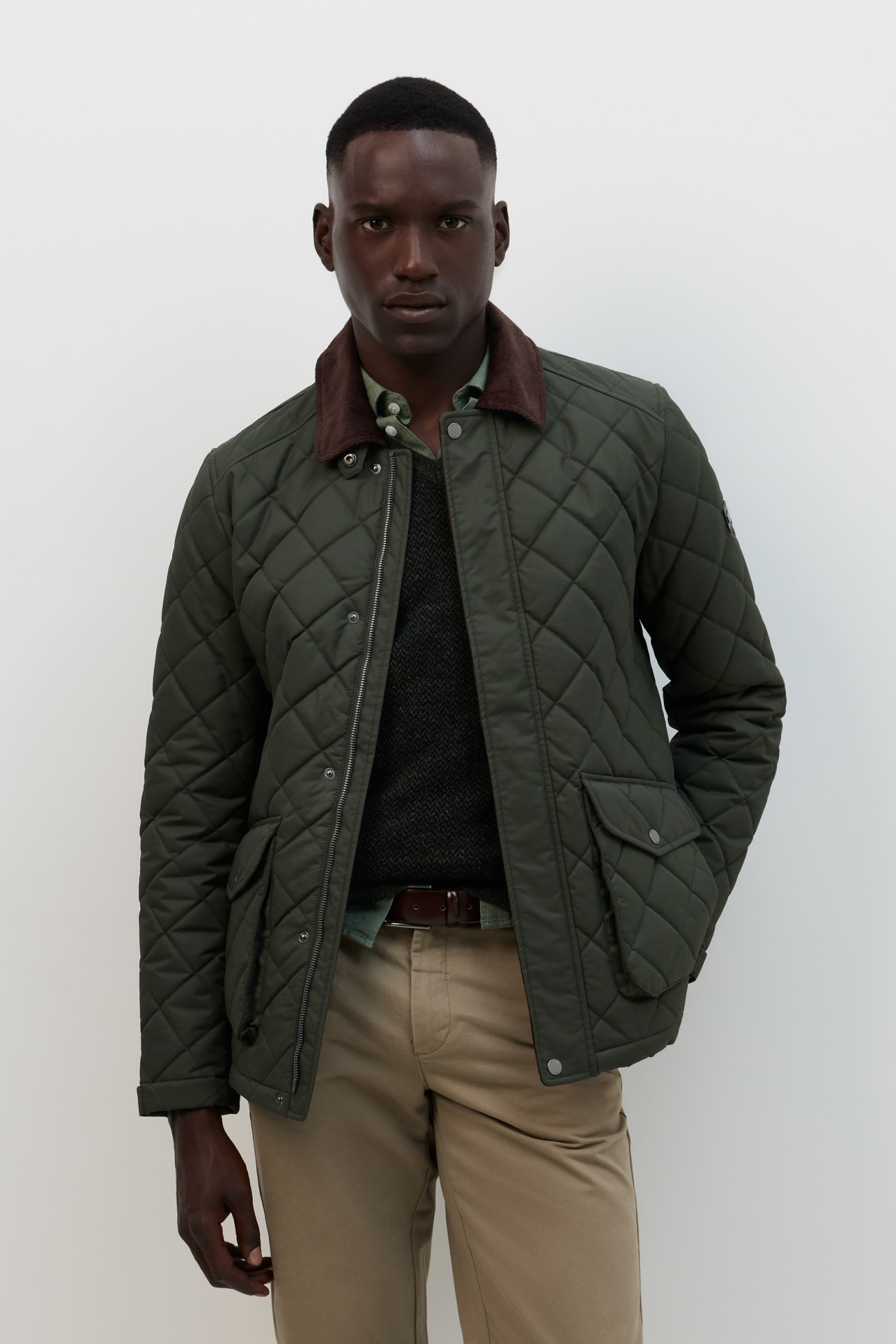 Parka com gola em bombazina