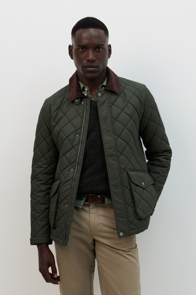 Parka com gola em bombazina Parka com gola em bombazina