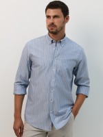 Camisa azul �s riscas regular fit